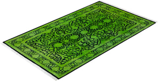 Modern Overdyed Hand Knotted Wool Green Area Rug 3' 2" x 5' 4"