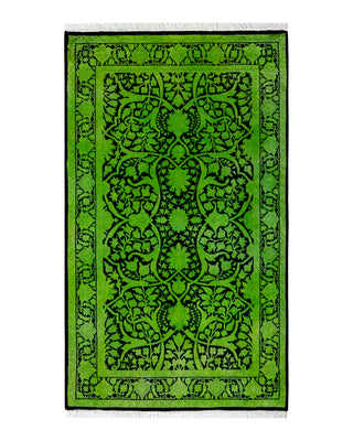 Contemporary Fine Vibrance Green Wool Area Rug 3' 2" x 5' 4"