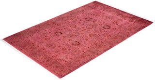 Contemporary Overdyed Wool Hand Knotted Pink Area Rug 4' 8" x 7' 2"