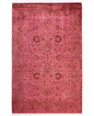 Contemporary Overdyed Wool Hand Knotted Pink Area Rug 4' 8" x 7' 2"