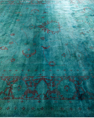 Overdyed Hand-Knotted Green Area Rug 9' 1" x 12' 2"