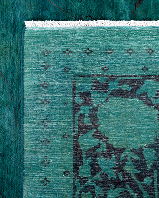 Overdyed Hand-Knotted Green Area Rug 9' 1" x 12' 2"