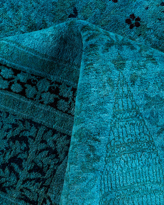 Contemporary Hand-Knotted Overdyed Blue Area Rug 6' 1" x 9' 2"