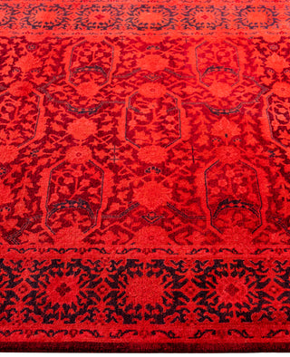 Overdyed Hand-Knotted Wool Modern-Contemporary Pink Area Rug 4' 2" x 5' 7"