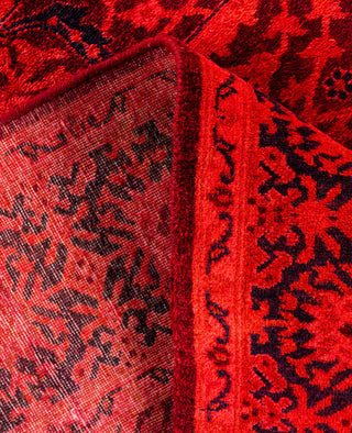 Overdyed Hand-Knotted Wool Modern-Contemporary Pink Area Rug 4' 2" x 5' 7"