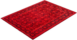Overdyed Hand-Knotted Wool Modern-Contemporary Pink Area Rug 4' 2" x 5' 7"