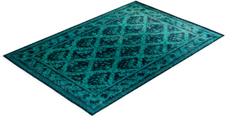 Modern Overdyed Hand Knotted Wool Blue Area Rug 6' 2" x 9' 1"