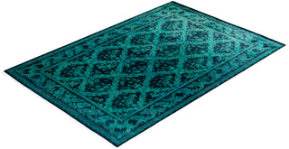 Contemporary Hand Knotted Overdyed Blue Area Rug 6' 2" x 9' 1"