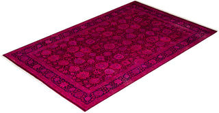 Contemporary Hand-Knotted Overdyed Red Area Rug 6' 1" x 9' 4"