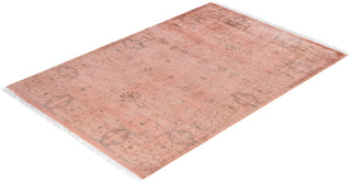 Contemporary Overdyed Wool Hand Knotted Pink Area Rug 4' 2" x 6' 1"