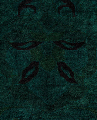 Contemporary Overdyed Wool Hand Knotted Green Area Rug 9' 2" x 12' 1"