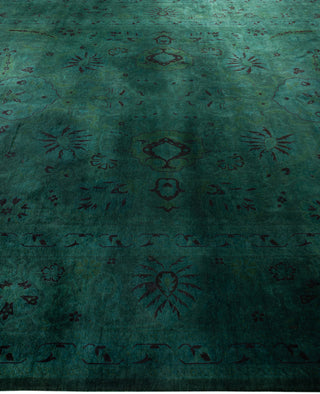 Contemporary Overdyed Wool Hand Knotted Green Area Rug 9' 2" x 12' 1"