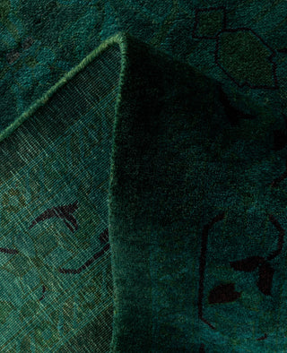 Contemporary Overdyed Wool Hand Knotted Green Area Rug 9' 2" x 12' 1"