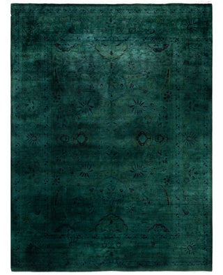 Contemporary Overdyed Wool Hand Knotted Green Area Rug 9' 2" x 12' 1"