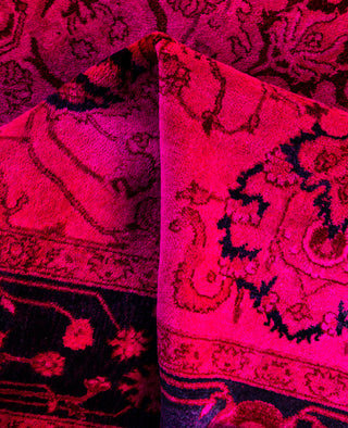 Overdyed Hand-Knotted Wool Modern-Contemporary Pink Area Rug 4' 3" x 6' 2"