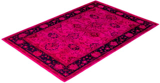 Overdyed Hand-Knotted Wool Modern-Contemporary Pink Area Rug 4' 3" x 6' 2"
