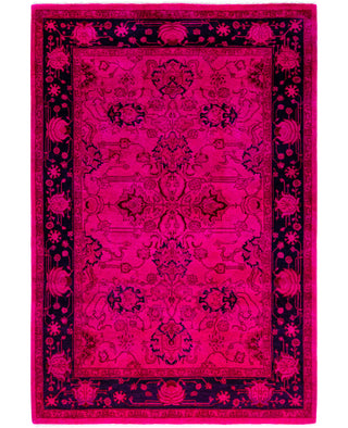 Overdyed Hand-Knotted Wool Modern-Contemporary Pink Area Rug 4' 3" x 6' 2"