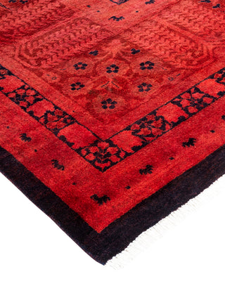 Contemporary Hand Knotted Overdyed Red Area Rug 10' 3" x 14' 0"