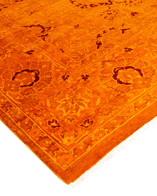 Modern Overdyed Hand Knotted Wool Orange Area Rug 6' 1" x 9' 3"