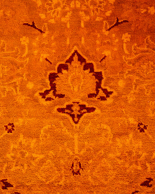 Contemporary Hand-Knotted Overdyed Orange Area Rug 6' 1" x 9' 3"
