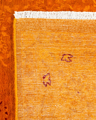 Modern Overdyed Hand Knotted Wool Orange Area Rug 6' 1" x 9' 3"