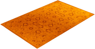 Modern Overdyed Hand Knotted Wool Orange Area Rug 6' 1" x 9' 3"