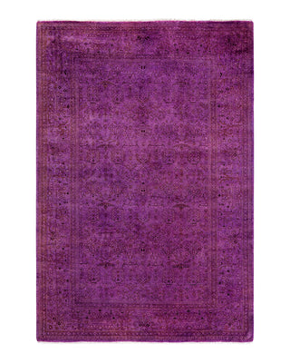 Contemporary Overyed Wool Hand Knotted Pink Area Rug 4' 1" x 6' 0"