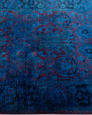 Modern Overdyed Hand Knotted Wool Blue Area Rug 3' 2" x 5' 4"