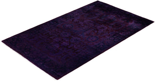Contemporary Overdyed Wool Hand Knotted Purple Area Rug 3' 2" x 5' 3"