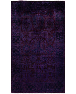 Contemporary Overdyed Wool Hand Knotted Purple Area Rug 3' 2" x 5' 3"
