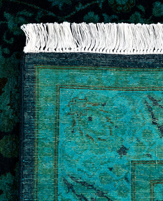 Contemporary Overdyed Wool Hand Knotted Green Runner 3' 2" x 12' 1"