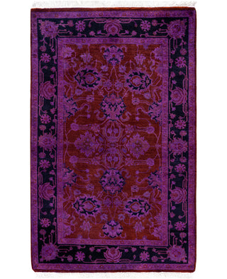 Contemporary Overdyed Wool Hand Knotted Red Runner 2' 9" x 4' 4"