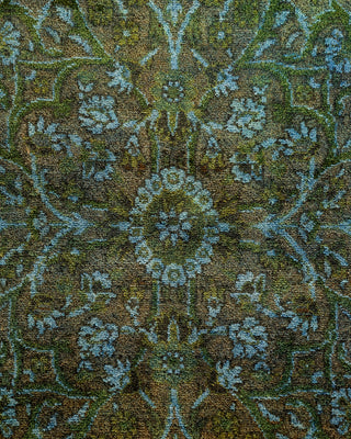 Modern Overdyed Hand Knotted Wool Green Area Rug 6' 1" x 9' 9"