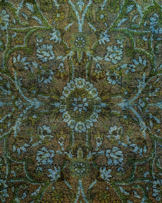 Contemporary Hand-Knotted Overdyed Green Area Rug 6' 1" x 9' 9"