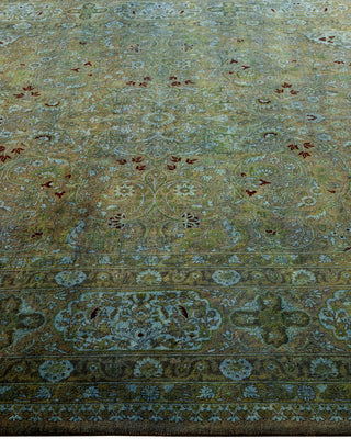 Contemporary Hand-Knotted Overdyed Green Area Rug 6' 1" x 9' 9"
