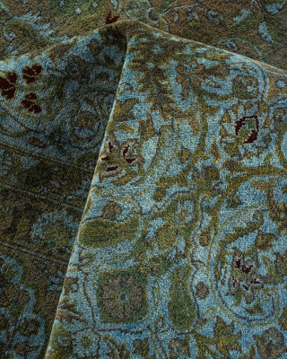Contemporary Hand-Knotted Overdyed Green Area Rug 6' 1" x 9' 9"