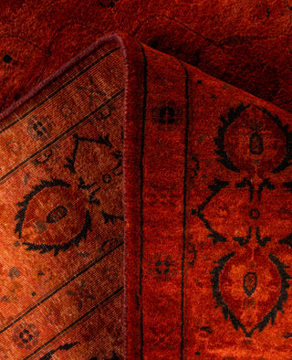 Contemporary Overdyed Wool Hand Knotted Red Area Rug 4' 2" x 6' 2"