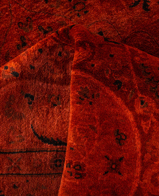 Contemporary Overdyed Wool Hand Knotted Red Area Rug 4' 2" x 6' 2"
