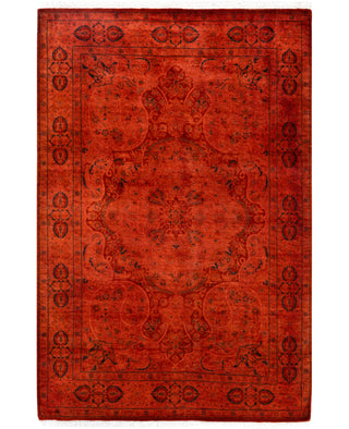 Contemporary Overdyed Wool Hand Knotted Red Area Rug 4' 2" x 6' 2"