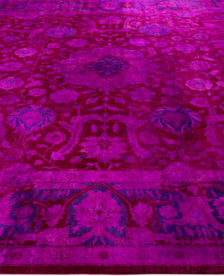 Contemporary Overdyed Wool Hand Knotted Pink Area Rug 9' 4" x 12' 4"