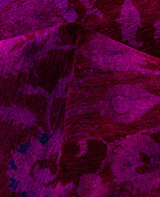 Contemporary Overdyed Wool Hand Knotted Pink Area Rug 9' 4" x 12' 4"