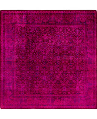 Contemporary Overdyed Wool Hand Knotted Purple Area Rug 7' 10" x 8' 1"