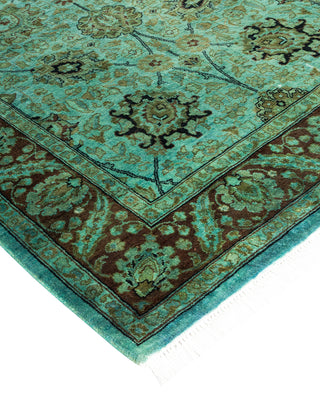 Contemporary Hand Knotted Overdyed Blue Runner 3' 1" x 10' 1"
