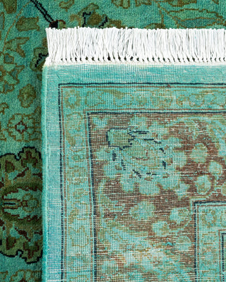Contemporary Hand Knotted Overdyed Blue Runner 3' 1" x 10' 1"