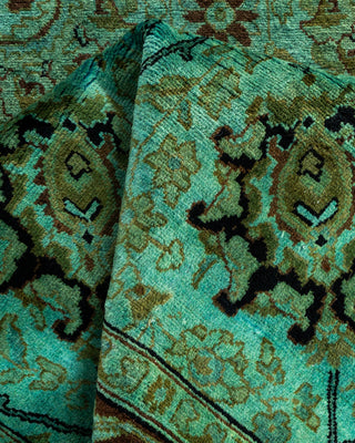 Contemporary Hand Knotted Overdyed Blue Runner 3' 1" x 10' 1"