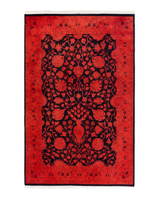 Contemporary Overyed Wool Hand Knotted Orange Area Rug 4' 1" x 6' 4"