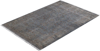 Contemporary Hand-Knotted Overdyed Gray Area Rug 4' 3" x 6' 4"
