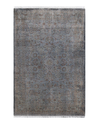 Contemporary Overyed Wool Hand Knotted Gray Area Rug 4' 3" x 6' 4"