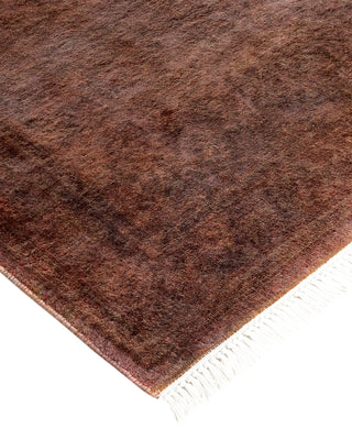 Modern Overdyed Hand Knotted Wool Brown Runner 2' 8" x 10' 9"