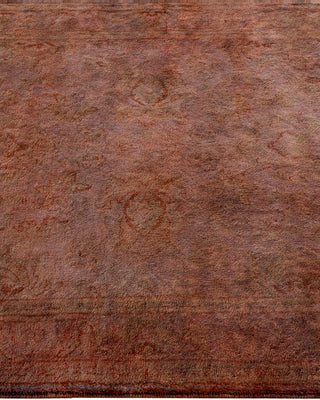 Contemporary Hand Knotted Overdyed Brown Runner 2' 8" x 10' 9"